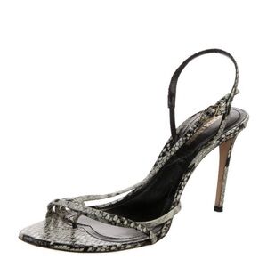 Nicholas Kirkwood Black & White Snake-Print Slingback Heel